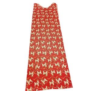 Festive Christmas Reindeer Print Fabric Red White Holiday Kitchen Cooking Baking